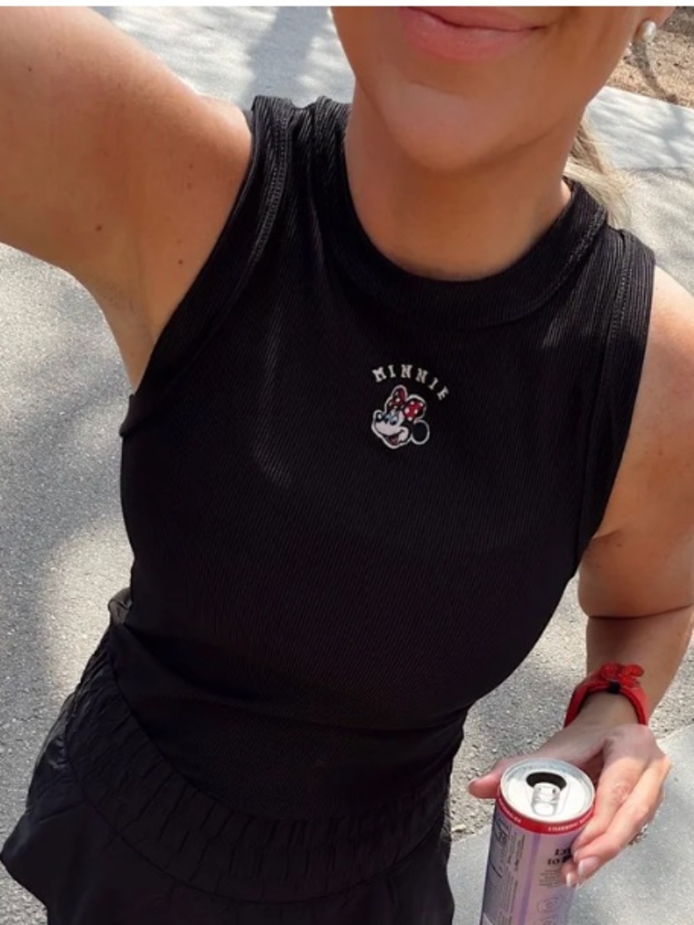 Minnie Black Ribbed Tank Top